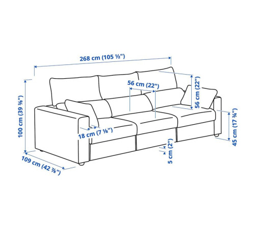 Sofa 3-osobowa, Gunnared niebieski ESKILSTUNA 795.201.87
