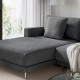 Sofa modułowa, 3-osobowa, z szezlongiem, lewy/Johanneshov ciemnoszary UPPÅKRA 796.130.11
