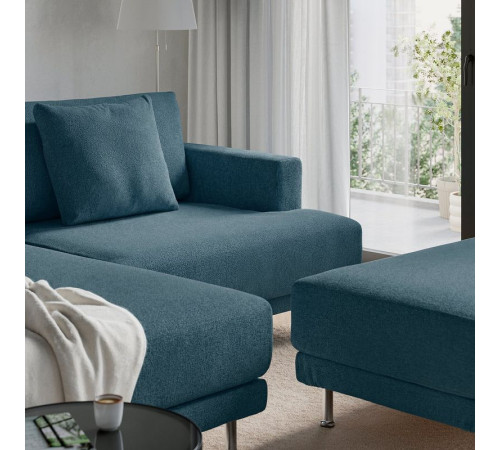 Sofa modułowa, 3-osobowa, z szezlongiem, lewy z podnóżkiem/Axvall ciemny szaroniebieski UPPÅKRA 796.130.73