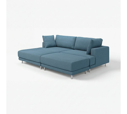 Sofa modułowa, 3-osobowa, z szezlongiem, lewy z podnóżkiem/Axvall ciemny szaroniebieski UPPÅKRA 796.130.73