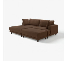Sofa modułowa, 3-osobowa, z szezlongiem, lewy z podnóżkiem/Samsala ciemnobrązowy UPPÅKRA 796.141.95