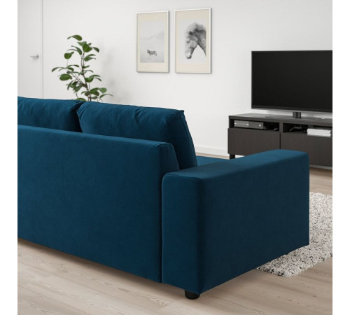 Sofa 3-osobowa, z szerokimi podłokietnikami/Djuparp ciemnozielononiebieski VIMLE 894.326.80
