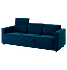 Sofa 3-osobowa, z zagłówkiem/Djuparp ciemnozielononiebieski VIMLE 894.336.08