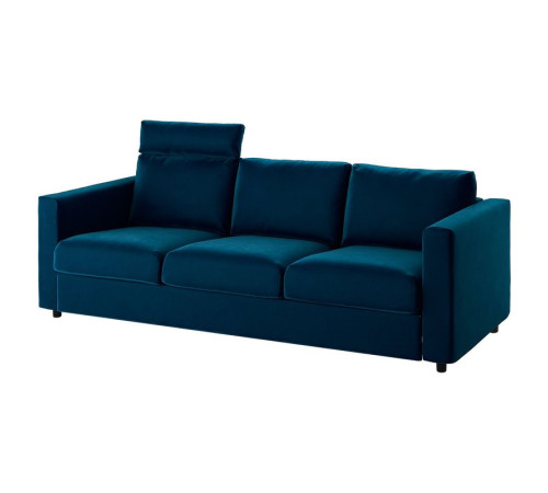 Sofa 3-osobowa, z zagłówkiem/Djuparp ciemnozielononiebieski VIMLE 894.336.08