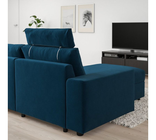 Sofa 3-osobowa, z zagłówkiem/Djuparp ciemnozielononiebieski VIMLE 894.336.08