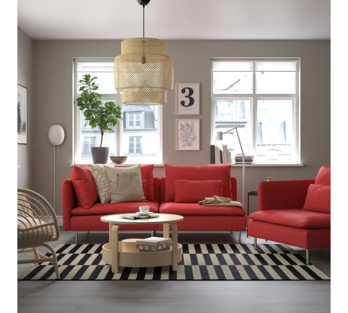 Sofa 3-osobowa, z otwartym końcem/Tonerud czerwony SÖDERHAMN 895.144.64