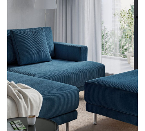 Sofa modułowa, 3-osobowa, z szezlongiem, lewy z podnóżkiem/Samsala granatowy UPPÅKRA 896.130.77