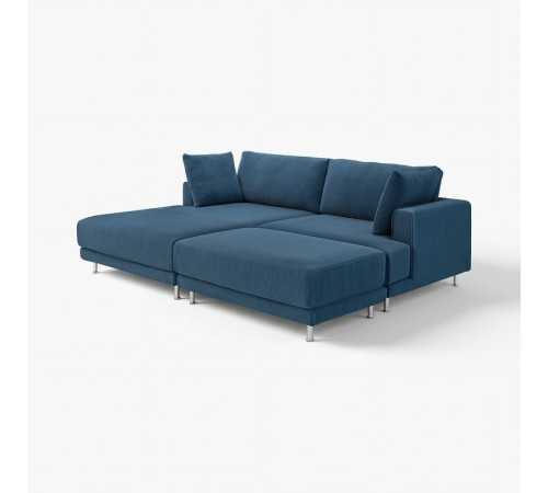 Sofa modułowa, 3-osobowa, z szezlongiem, lewy z podnóżkiem/Samsala granatowy UPPÅKRA 896.130.77
