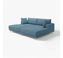 Sofa modułowa, 3-osobowa, z szezlongiem, prawy z podnóżkiem/Axvall ciemny szaroniebieski UPPÅKRA 896.130.82