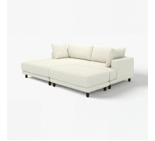Sofa modułowa, 3-osobowa, z szezlongiem, lewy z podnóżkiem/Axvall kremowy UPPÅKRA 896.141.90
