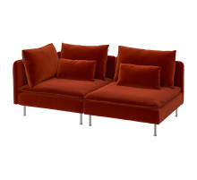Sofa 3-osobowa, z otwartym końcem/Alhamn głęboki pomarańczowo-czerwony SÖDERHAMN 896.221.28