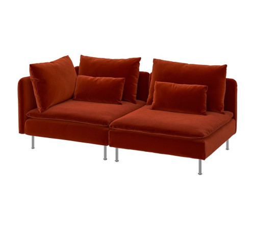 Sofa 3-osobowa, z otwartym końcem/Alhamn głęboki pomarańczowo-czerwony SÖDERHAMN 896.221.28