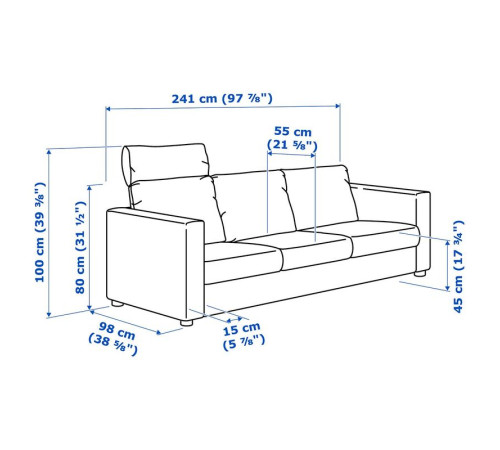 Sofa 3-osobowa, z zagłówkiem/Grann/Bomstad czarny VIMLE 993.062.52