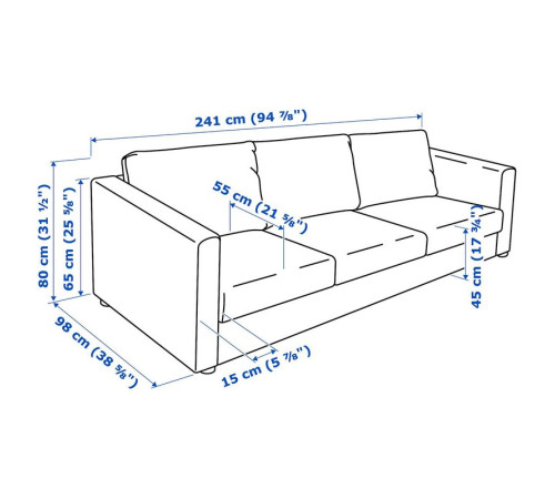 Sofa 3-osobowa, Grann/Bomstad czarny VIMLE 993.066.43