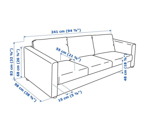 Sofa 3-osobowa, Lejde czerwony/brązowy VIMLE 994.344.00