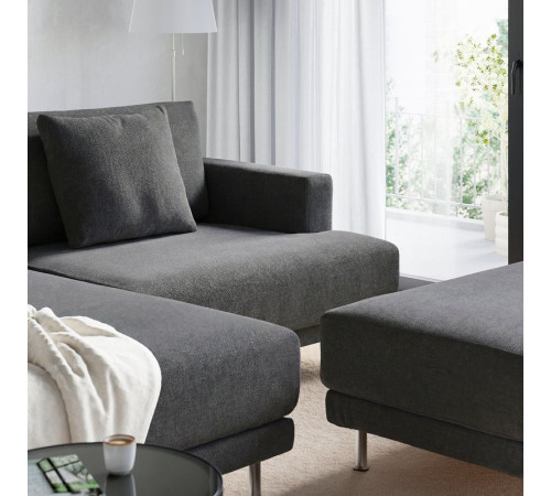 Sofa modułowa, 3-osobowa, z szezlongiem, lewy z podnóżkiem/Johanneshov ciemnoszary UPPÅKRA 996.130.72