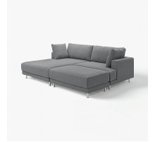 Sofa modułowa, 3-osobowa, z szezlongiem, lewy z podnóżkiem/Johanneshov ciemnoszary UPPÅKRA 996.130.72