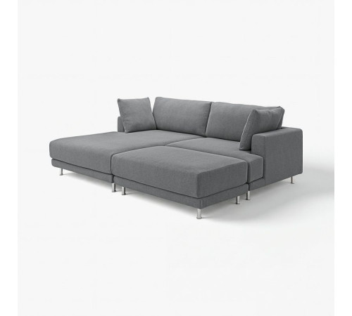 Sofa modułowa, 3-osobowa, z szezlongiem, lewy z podnóżkiem/Johanneshov ciemnoszary UPPÅKRA 996.130.72