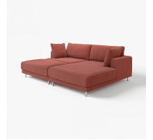 Sofa modułowa, 3-osobowa, z szezlongiem, prawy z podnóżkiem/Samsala brązowoczerwony UPPÅKRA 996.130.86