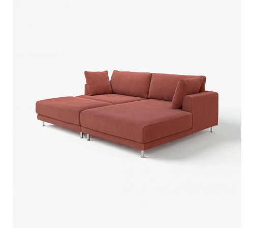 Sofa modułowa, 3-osobowa, z szezlongiem, prawy z podnóżkiem/Samsala brązowoczerwony UPPÅKRA 996.130.86