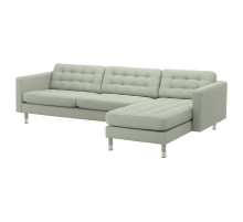 Sofa 4-osobowa, z szezlongiem/Gunnared jasnozielony/metal LANDSKRONA 092.704.55