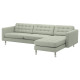 Sofa 4-osobowa, z szezlongiem/Gunnared jasnozielony/metal LANDSKRONA 092.704.55