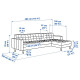 Sofa 4-osobowa, z szezlongiem/Gunnared jasnozielony/metal LANDSKRONA 092.704.55