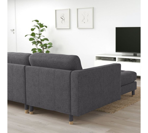 Sofa 3-osobowa, z szezlongiem/Gunnared ciemnoszary/drewno LANDSKRONA 092.726.66