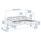 Sofa 3-osobowa, z szezlongiem/Gunnared ciemnoszary/drewno LANDSKRONA 092.726.66
