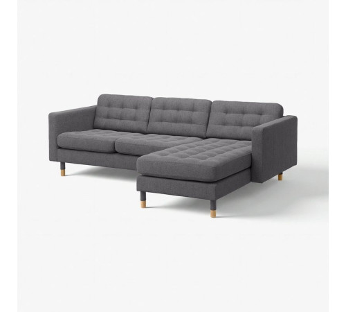 Sofa 3-osobowa, z szezlongiem/Gunnared ciemnoszary/drewno LANDSKRONA 092.726.66