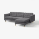 Sofa 3-osobowa, z szezlongiem/Gunnared ciemnoszary/drewno LANDSKRONA 092.726.66