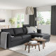 Sofa 3-osobowa, z szezlongiem z zagłówkiem/Grann/Bomstad czarny VIMLE 093.062.61