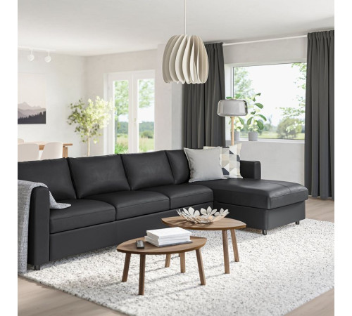 Sofa 4-osobowa, z szezlongiem/Grann/Bomstad czarny VIMLE 093.067.08