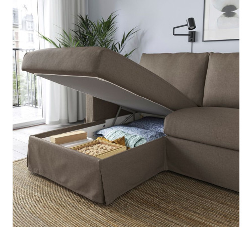 Sofa 3o z szezlongiem, lewy, Gransel szarobrązowy HYLTARP 094.896.80