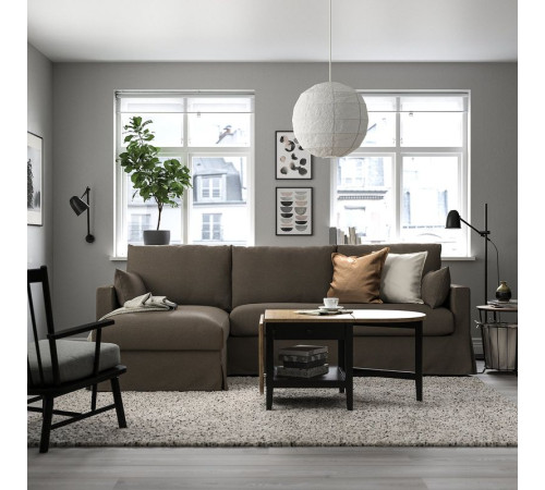 Sofa 3o z szezlongiem, lewy, Gransel szarobrązowy HYLTARP 094.896.80