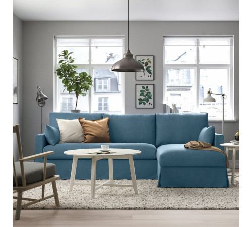 Sofa 3o z szezlongiem, prawy, Tallmyra niebieski HYLTARP 095.149.86