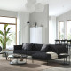 Sofa 4-osobowa z szezlongiem, Gunnared czarny/szary ÄPPLARYD 095.281.77