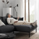 Sofa 4-osobowa z szezlongiem, Gunnared czarny/szary ÄPPLARYD 095.281.77