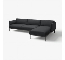 Sofa 4-osobowa z szezlongiem, Gunnared czarny/szary ÄPPLARYD 095.281.77