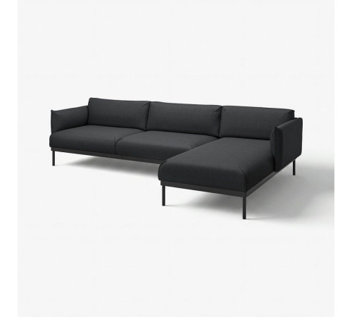 Sofa 4-osobowa z szezlongiem, Gunnared czarny/szary ÄPPLARYD 095.281.77