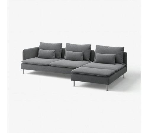 Sofa 4-osobowa z szezlongiem, i otwarty koniec/Johanneshov ciemnoszary SÖDERHAMN 096.216.65