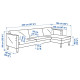 Sofa 3-osobowa z szezlongiem, Fridtuna żółty SALTSJÖBADEN 096.275.54