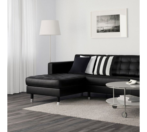 Sofa 5-osobowa, z szezlongami/Grann/Bomstad czarny/metal LANDSKRONA 190.462.01