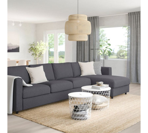 Sofa 4-osobowa z szezlongiem, Gunnared średnioszary VIMLE 193.994.86