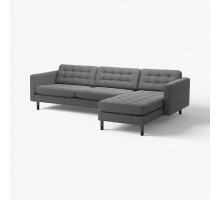 Sofa 4-osobowa z szezlongiem, Gunnared ciemnoszary/drewno/czarny LANDSKRONA 194.442.24