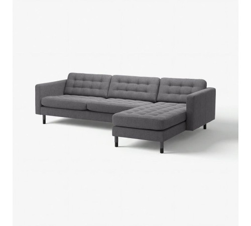 Sofa 4-osobowa z szezlongiem, Gunnared ciemnoszary/drewno/czarny LANDSKRONA 194.442.24