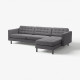 Sofa 4-osobowa z szezlongiem, Gunnared ciemnoszary/drewno/czarny LANDSKRONA 194.442.24