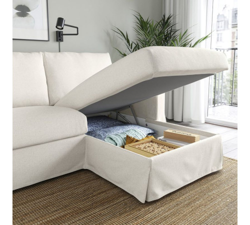 Sofa 3o z szezlongiem, prawy, Gransel naturalny HYLTARP 194.958.26