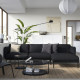 Sofa 3-osobowa z szezlongiem, Gunnared czarny/szary ÄPPLARYD 195.281.67