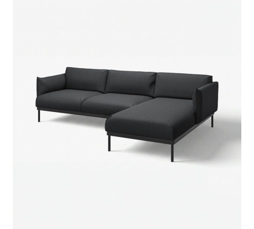 Sofa 3-osobowa z szezlongiem, Gunnared czarny/szary ÄPPLARYD 195.281.67